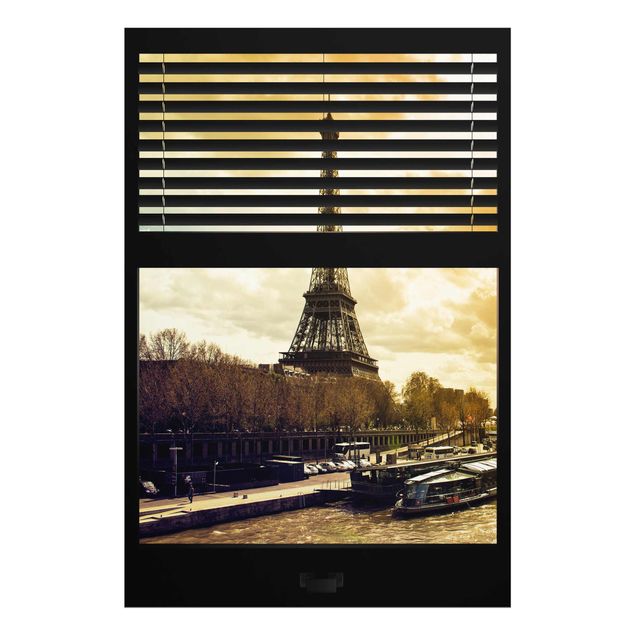 Quadro Parigi Tende a finestra - Parigi, Torre Eiffel al tramonto