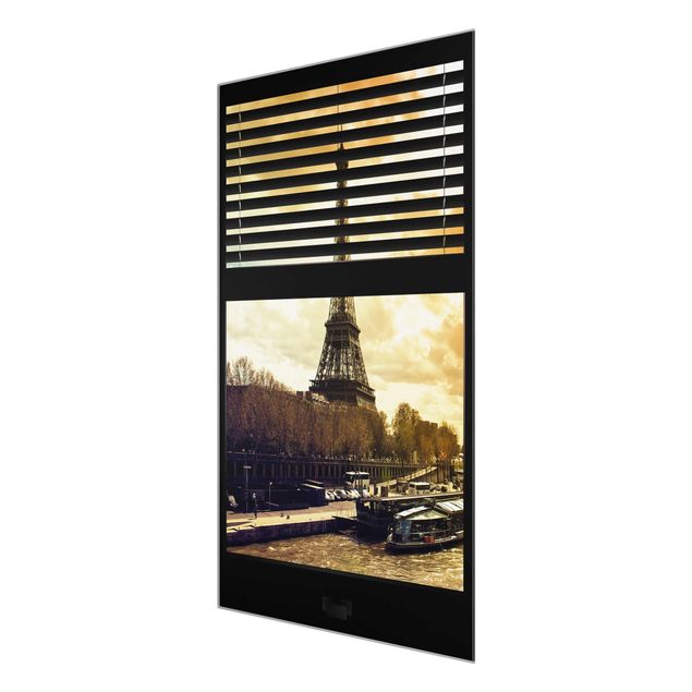 Quadri in vetro con tramonto Tende a finestra - Parigi, Torre Eiffel al tramonto