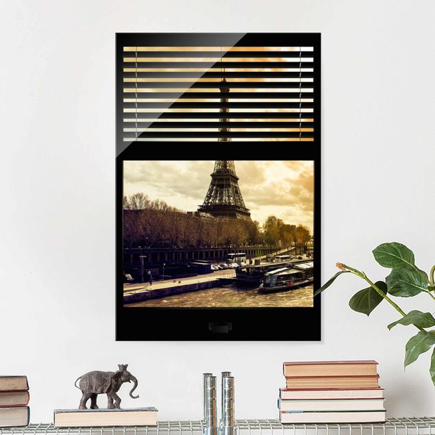 Quadro città Tende a finestra - Parigi, Torre Eiffel al tramonto