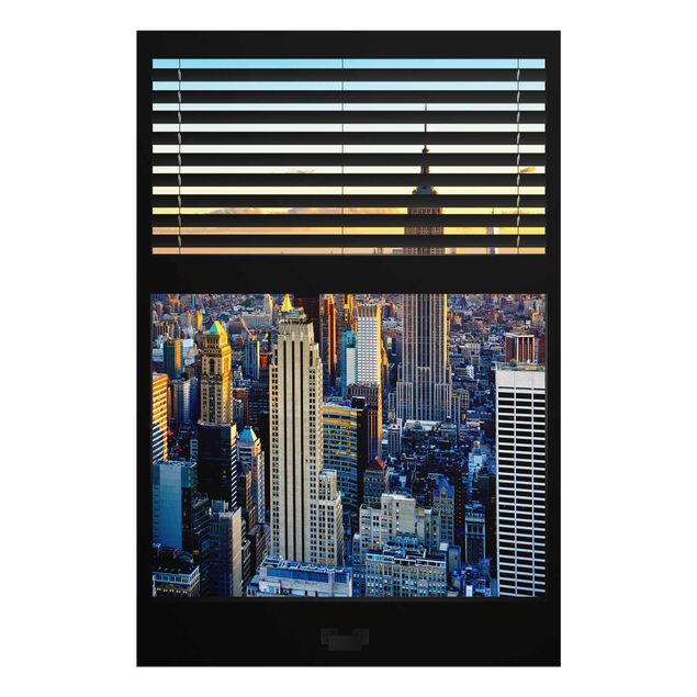 Quadri in vetro riproduzioni Tende a finestra - New York all'alba