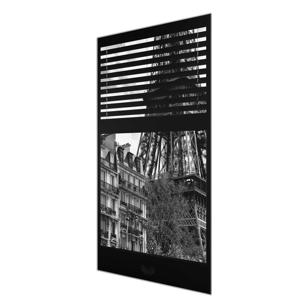 Quadri Vista dalla finestra Parigi - Vicino alla Torre Eiffel in bianco e nero