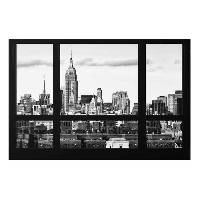 Quadri moderni   Finestra Skyline di Manhattan in bianco e nero