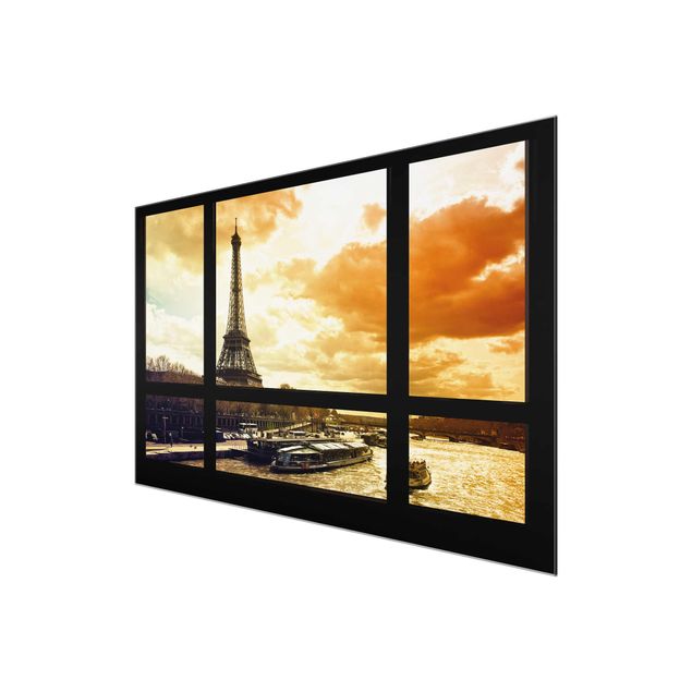 Quadri città Vista dalla finestra - Parigi Torre Eiffel al tramonto