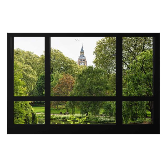 Quadri in vetro riproduzioni Finestra con vista su St. James Park e Big Ben