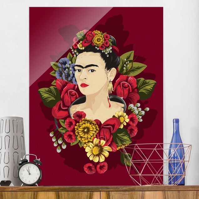 Quadri in vetro con rose Frida Kahlo - Rose