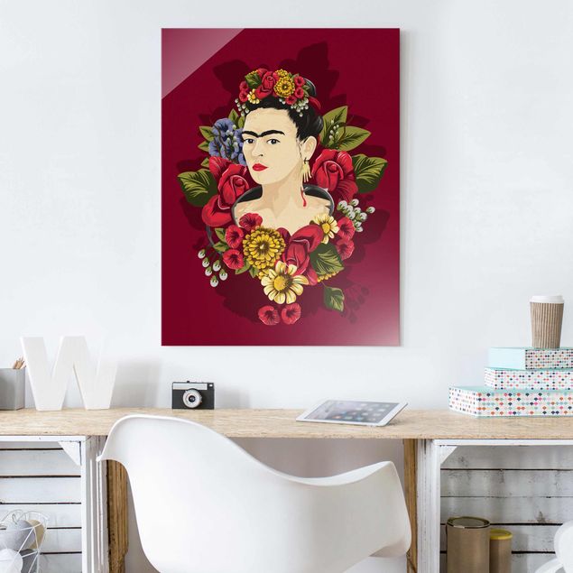 Quadri in vetro con fiori Frida Kahlo - Rose