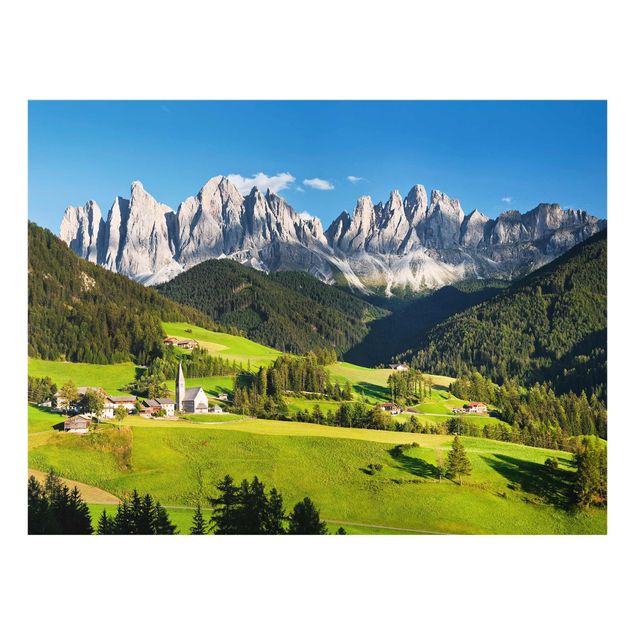 Quadri in vetro con paesaggio Odle in Alto Adige