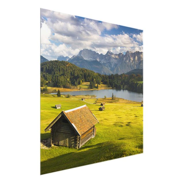 Quadri in vetro con paesaggio Lago Geroldsee Alta Baviera