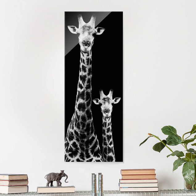 Quadro giraffa Duo di giraffe in bianco e nero