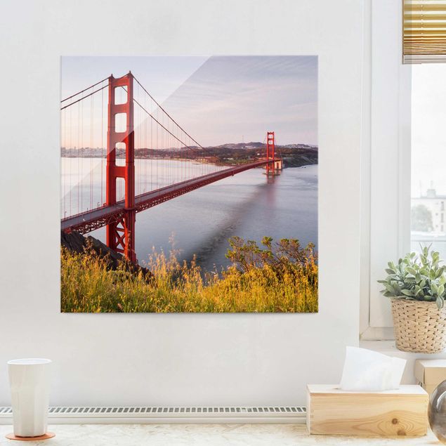 Quadri in vetro con architettura e skylines Ponte del Golden Gate a San Francisco