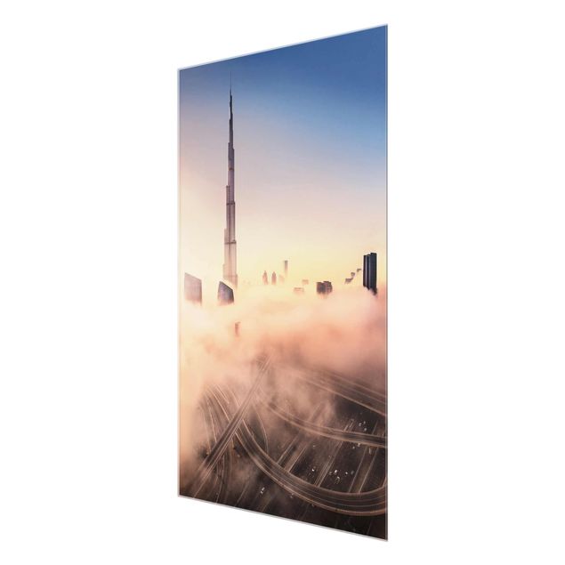 Magnettafel Glas Skyline di celeste di Dubai