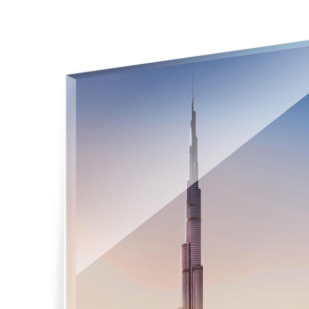 Quadro in vetro - Heavenly skyline di Dubai - Verticale 2:3