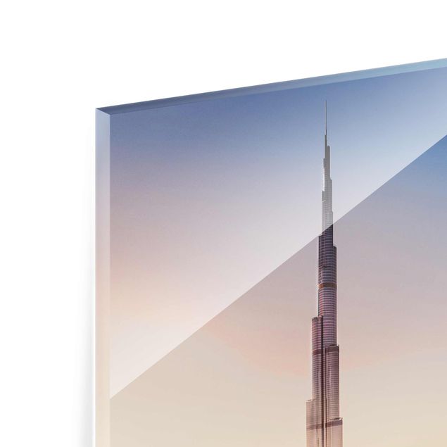 Quadro in vetro - Heavenly skyline di Dubai - Verticale 3:4