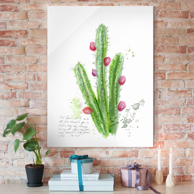 Quadri in vetro con fiori Cactus con versi biblici II