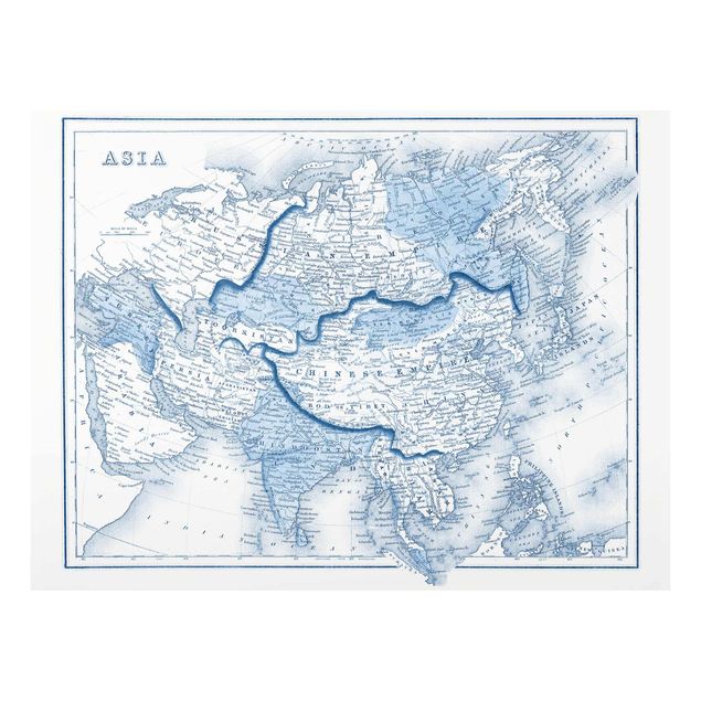 Quadri stampe Mappa in toni blu - Asia