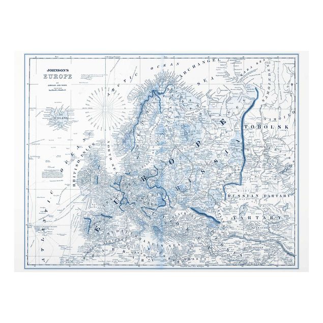 Quadri stampe Mappa in toni blu - Europa