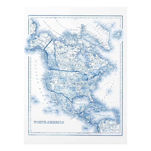Quadri stampe Mappa in toni blu - America del Nord