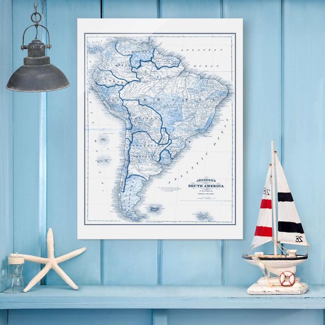Quadri moderni per arredamento Mappa in toni blu - Sud America