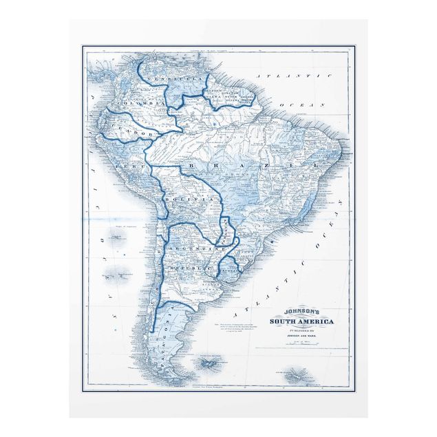 Quadri stampe Mappa in toni blu - Sud America