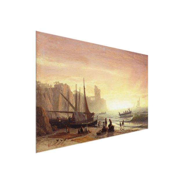 Quadri in vetro con costa Albert Bierstadt - La flotta da pesca