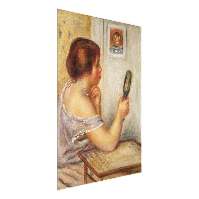 Quadri in vetro riproduzioni Auguste Renoir - Gabrielle con lo specchio o Marie Dupuis con lo specchio con il ritratto di Coco