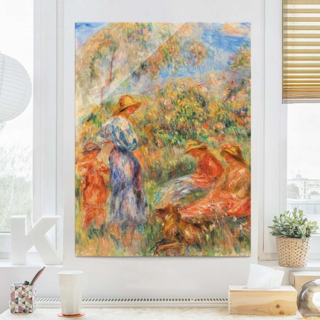 Stile di pittura Auguste Renoir - Tre donne e un bambino in un paesaggio