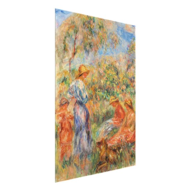 Quadri in vetro riproduzioni Auguste Renoir - Tre donne e un bambino in un paesaggio