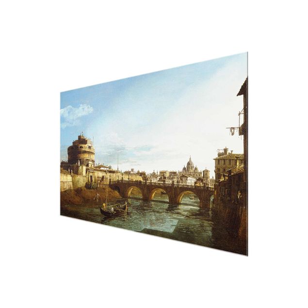 Quadri in vetro architettura e skylines Bernardo Bellotto - Veduta di Roma sulle rive del Tevere