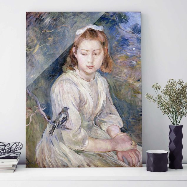 Stampe quadri famosi Berthe Morisot - Giovane ragazza con uccello