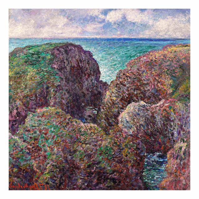 Quadri in vetro con costa Claude Monet - Gruppo di rocce a Port-Goulphar