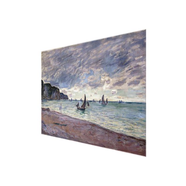 Quadri spiaggia Claude Monet - Barche da pesca davanti alla spiaggia e alle scogliere di Pourville