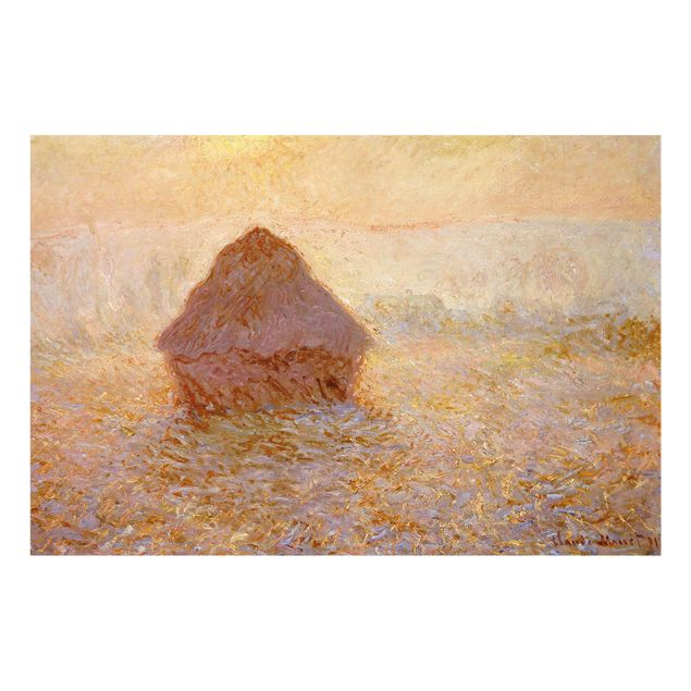 Quadri in vetro riproduzioni Claude Monet - Un pagliaio nella nebbia