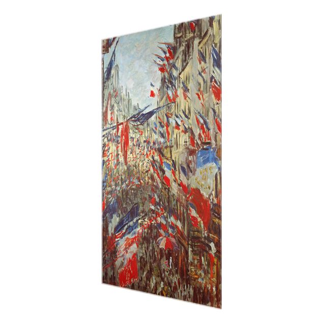 Quadri in vetro riproduzioni Claude Monet - Rue Montorgueil con le bandiere