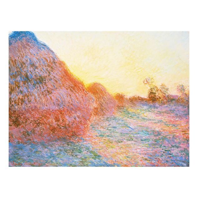 Quadri in vetro riproduzioni Claude Monet - Un pagliaio alla luce del sole