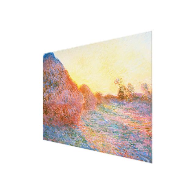 Quadri in vetro con paesaggio Claude Monet - Un pagliaio alla luce del sole