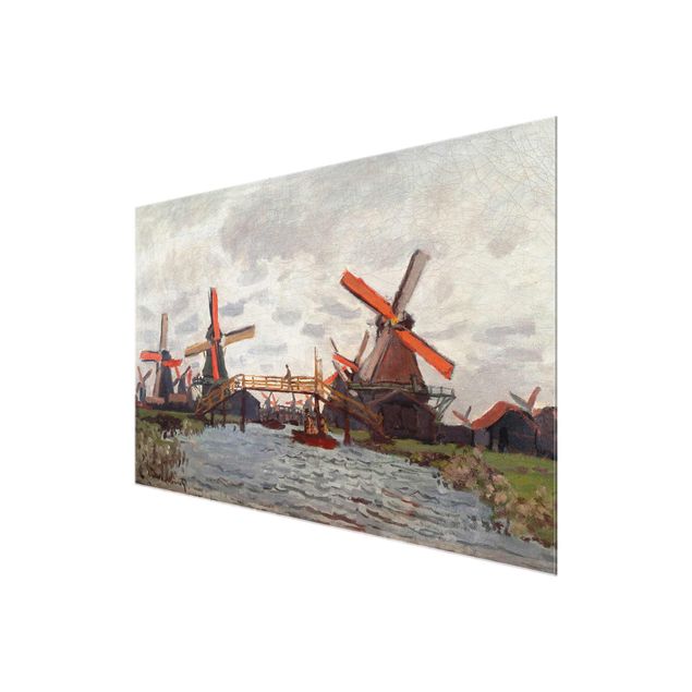 Quadri in vetro riproduzioni Claude Monet - Mulini a vento a Westzijderveld, vicino a Zaandam