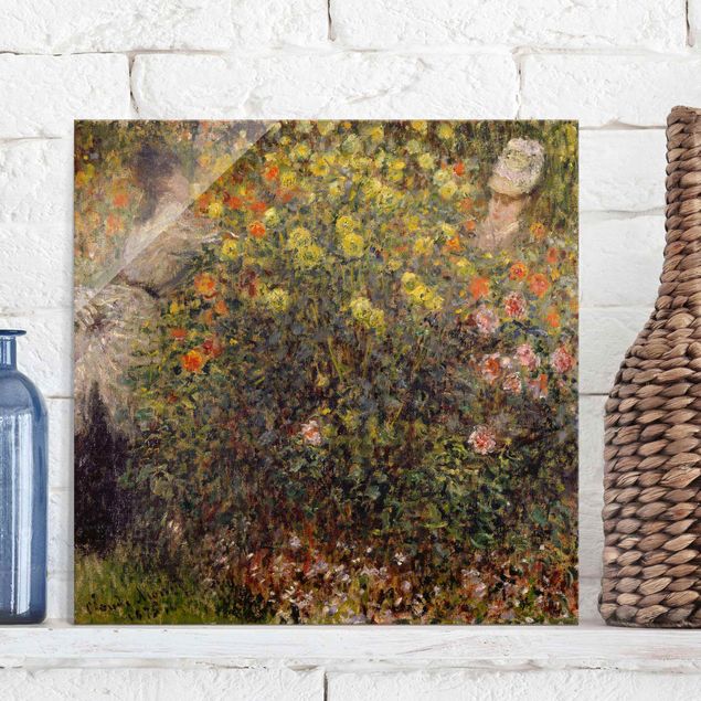 Stampe quadri famosi Claude Monet - Due signore nel giardino fiorito