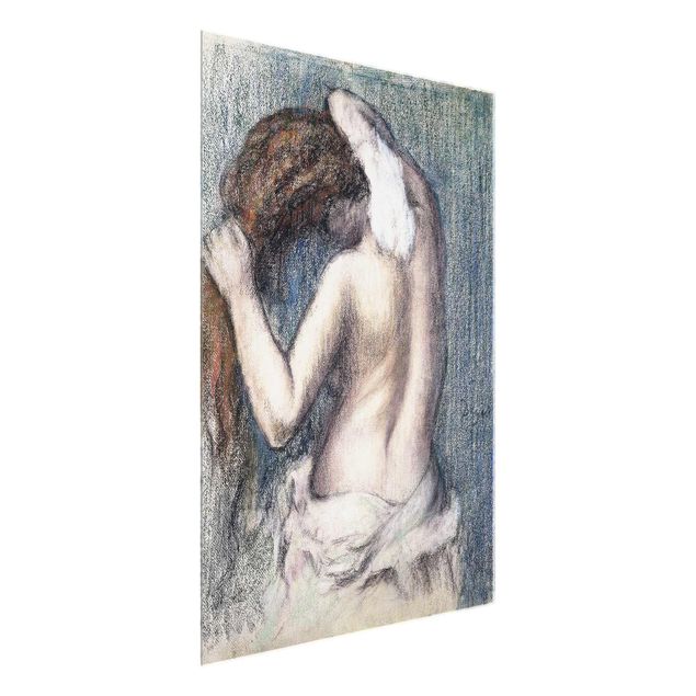 Quadri in vetro di nudo Edgar Degas - Donna che si asciuga