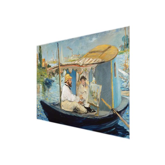 Riproduzioni quadri Edouard Manet - Claude Monet dipinge sulla barca del suo studio