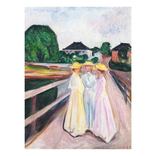 Quadri in vetro riproduzioni Edvard Munch - Tre ragazze sul ponte