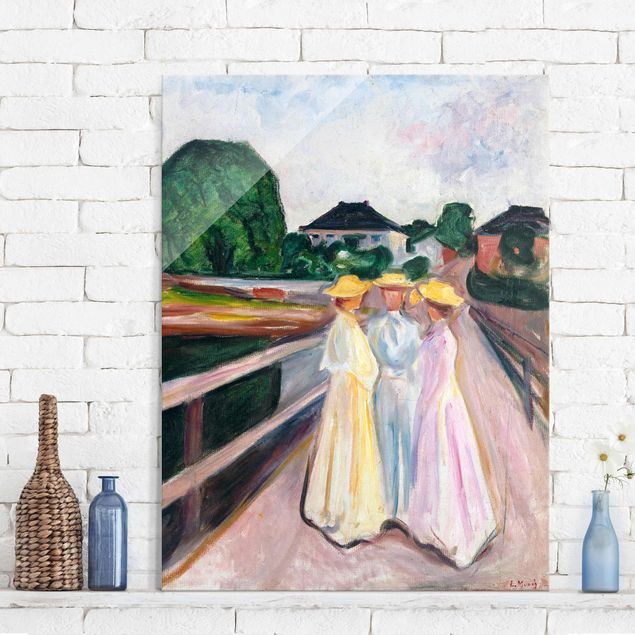 Quadro espressionismo Edvard Munch - Tre ragazze sul ponte