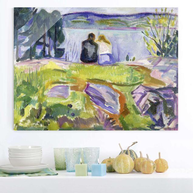 Quadro espressionismo Edvard Munch - Primavera (coppia di innamorati sulla riva)