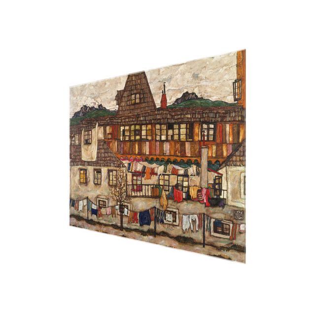 Riproduzioni quadri Egon Schiele - Casa con biancheria ad asciugare