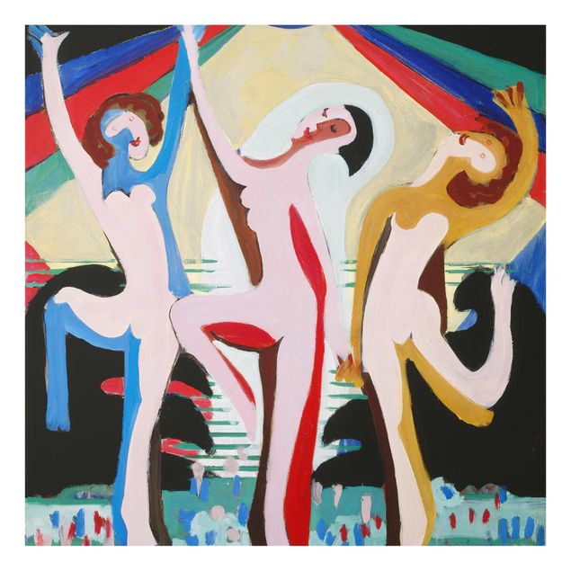 Quadri in vetro riproduzioni Ernst Ludwig Kirchner - Danza a colori