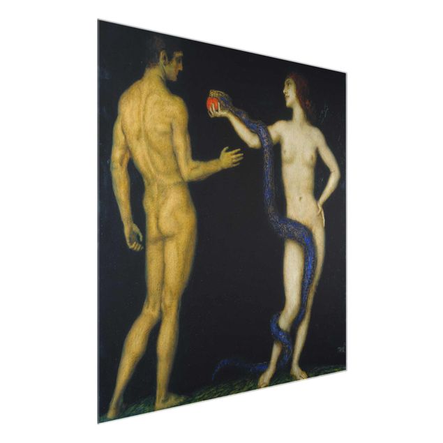 Quadri in vetro di nudo Franz von Stuck - Adamo ed Eva