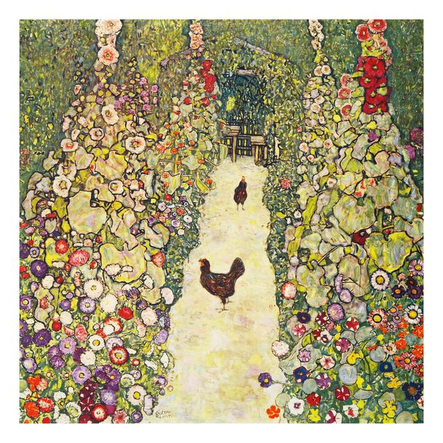 Quadri fiori Gustav Klimt - Sentiero del giardino con galline