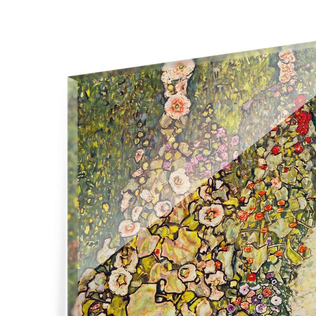 Quadro giallo Gustav Klimt - Sentiero del giardino con galline