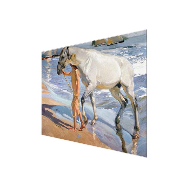 Quadro paesaggio Joaquin Sorolla - Il bagno del cavallo
