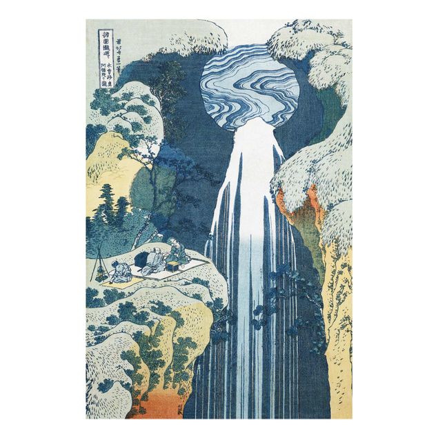 Quadri in vetro riproduzioni Katsushika Hokusai - La cascata di Amida dietro la strada di Kiso