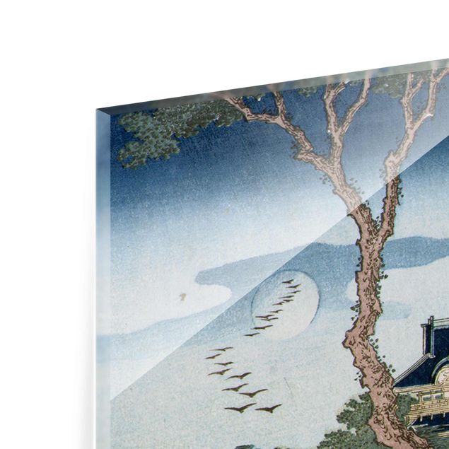 Quadro blu Katsushika Hokusai - Un contadino che attraversa un ponte